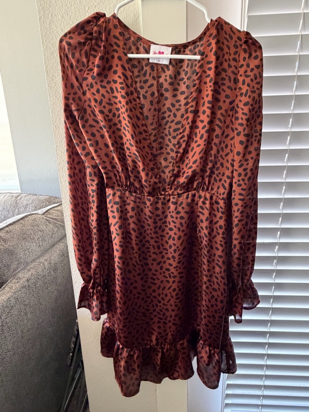 Buddy Love Rust Brown Leopard Print Mini Dress
